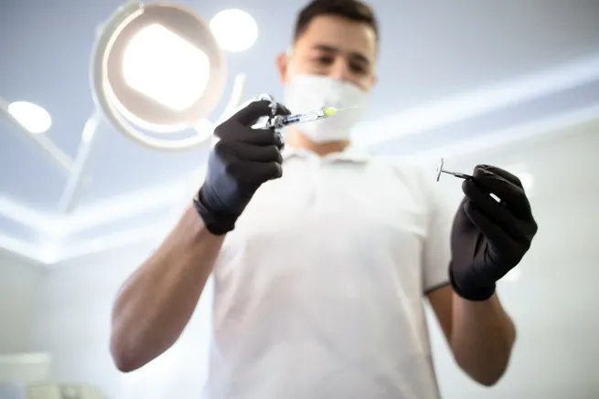 defocused dentist with dentistry instruments 1 1